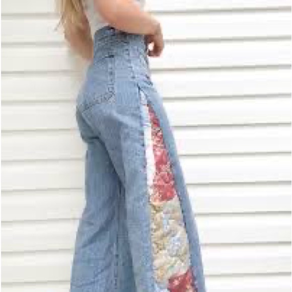 Denim - Women's Blue and‎ Pink Patchwork Jeans